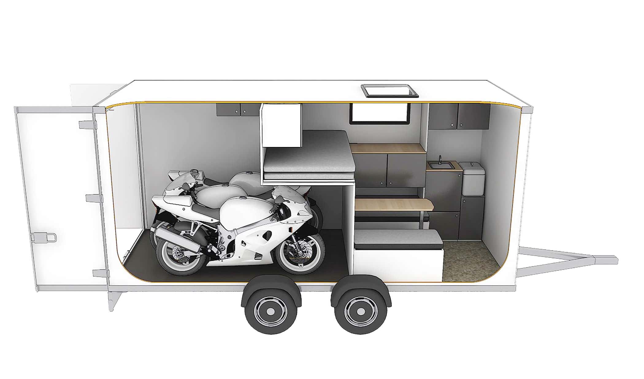 5 Wohnwagen fr den Motorradtransport