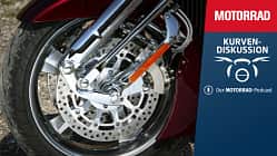 Motorrad Chrome-Felge und Teaser Podcastfolge Kurvendiskussion #95