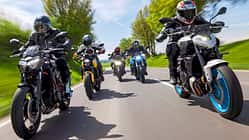 Honda CB 750 Hornet, Kawasaki Z 650, Suzuki GSX-8S, Triumph Trident 660, Yamaha MT-07 Vergleichstest