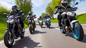 Honda CB 750 Hornet, Kawasaki Z 650, Suzuki GSX-8S, Triumph Trident 660, Yamaha MT-07 Vergleichstest
