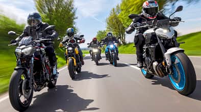 Honda CB 750 Hornet, Kawasaki Z 650, Suzuki GSX-8S, Triumph Trident 660, Yamaha MT-07 Vergleichstest