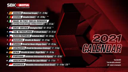 04/2021, Superbike WSBK Kalender neu 2021 Stand April Superbike WSBK Kalender neu 2021 Stand April