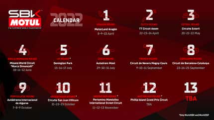 11/2021, Superbike-WM Rennkalender 2022 Superbike-WM Rennkalender 2022