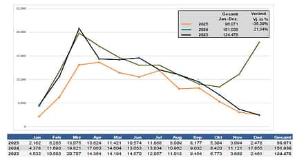 Motorrad-Neuzulassungen Dezember 2025 Jahresverlauf