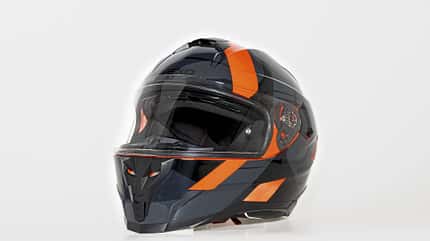 Nexo Integralhelm Comfort II, Motorradhelm, Integralhelm, Helm, Schutzhelm, Motorradzubehör, Schwarz-Orange, Motorradbekleidung, Sicherheitsausrüstung Nexo Integralhelm Comfort II Motorradhelm, schwarz-orange, Studioaufnahme vor weißem Hintergrund.