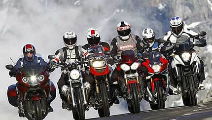 KTM 990 SM T, Honda CBR 600 F, BMW K 1600 GT, Moto Guzzi Bellagio, Triumph Speed Triple, BMW R 1200 GS