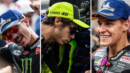 Maverick Vinales, Valentino Rossi und Fabio Quartararo.