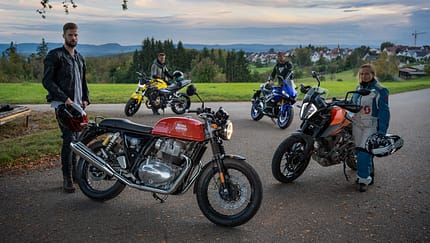 KTM 390 Adventure, Yamaha R3, Royal Enfield Continental GT 650, Honda CB 500 F Vergleichstest