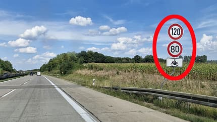 Tempolimit 80 für Motorräder auf der A7