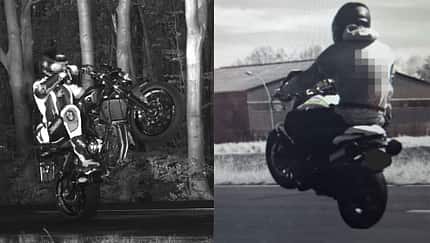 Motorrad Wheelie Polizei Radarfoto