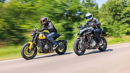 Motorrad Vergleichstest CFMoto 675 NK und die Triumph Trident 660