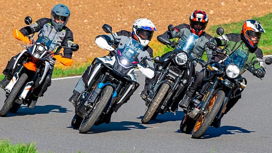 Vergleichstest CFMoto 450 MT, Brixton Crossfire 500 Storr, Royal Enfield Himalayan 450, KTM 390 Adventure R