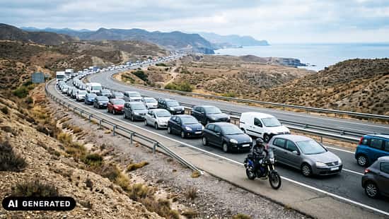 Motorrad Staudurchfahrt auf dem Standstreifen, vorbeischlengeln