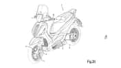 Piaggio-Patent Vorderradführung mit Watt-Gestänge