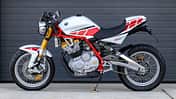 Yamaha XS 400 Roadster Custombike Eigenbau von Roman Juris mit Patent Gabel Fahrwerk