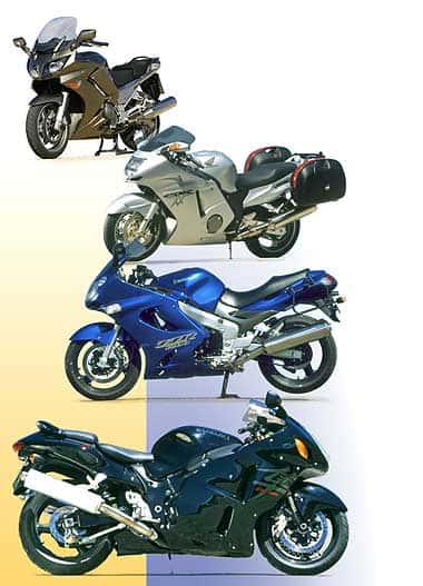 Honda CBR 1100 XX, Kawasaki ZZR 1200, Suzuki Hayabusa 1300 und